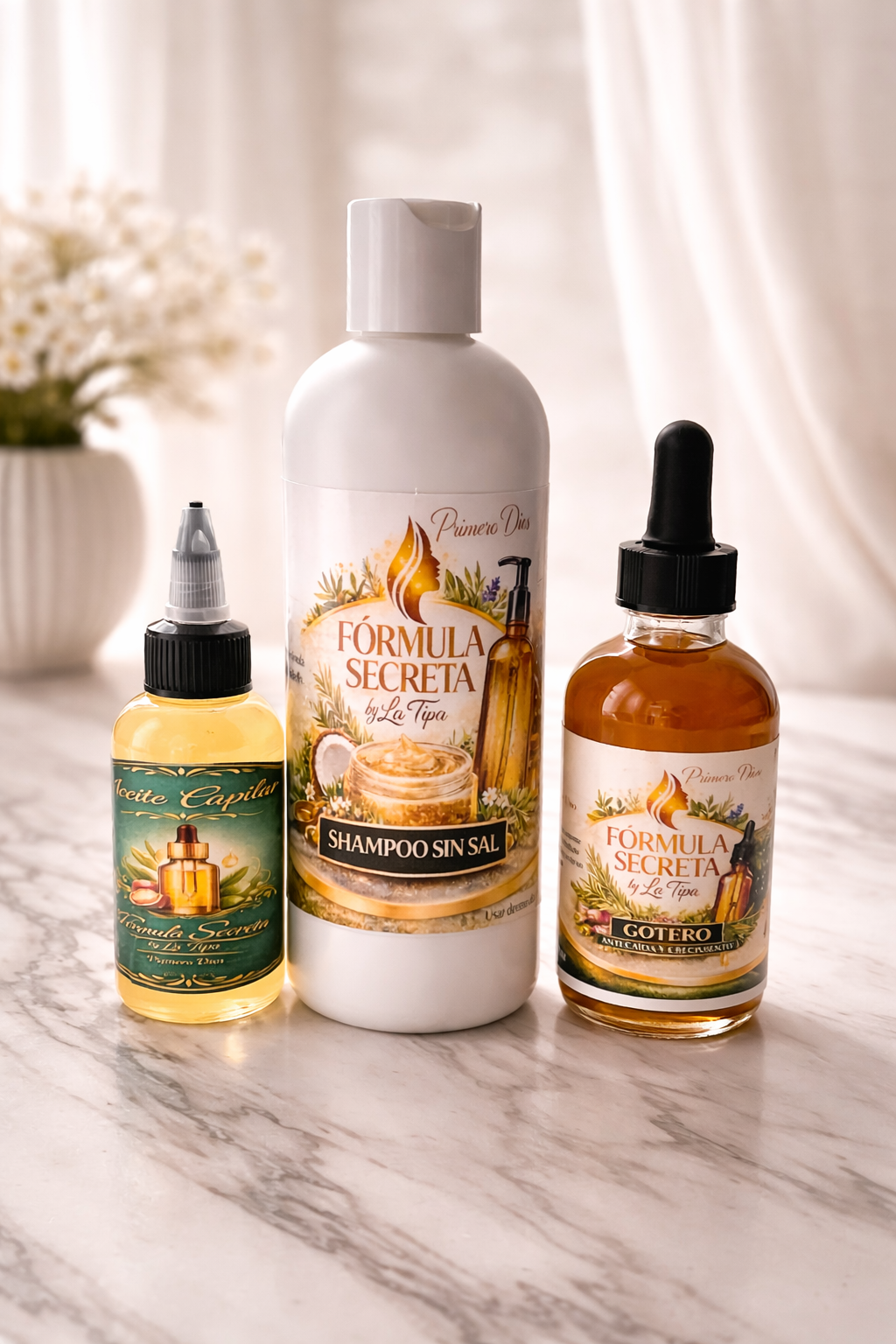 Aceite capilar,Tónico,champoo sin sal set para combatir la alopecia hongos ceborrea activar el crecimiento